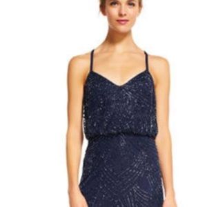 Adrianna Papell Navy Blue Floor Length Dress